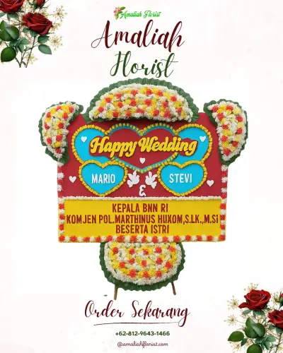 Karangan Papan Bunga Pernikahan di Wangunsari